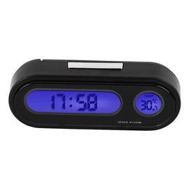 Car Thermometer, 2 in 1 Car Interior Mini Electronic Clock LED Digital Clock Thermometer Voltmeter, Car Thermometer Indoor