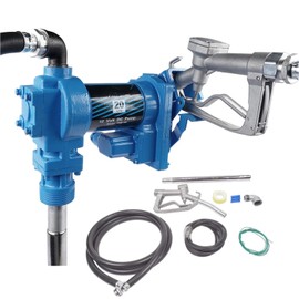 20 GPM 12 Volt Fuel Transfer Pump High Flow DC Transfer Pump Gasoline Pump for Transfer of Gasoline, Diesel, Kerosene, Ethanol & Methanol Blends & Biodiesel, with Discharge Hose & Manual Nozzle, Blue