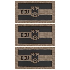 Germany Badge, Set of 3, Reflective Tactical Patch with Hook Surface, Laser Cut Eagle Patches for Backpack, Jacket, Uniform, Outdoor Clothing, Patch for Men in Military Style