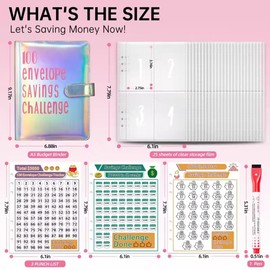 Money Saving Challenge Book, Money Saving Book for Money Challenge, Money Saving Folder A5, 100 Envelope Saving Challenge, Save €5,050 in a Fun and Easy Way (Colourful Silver)