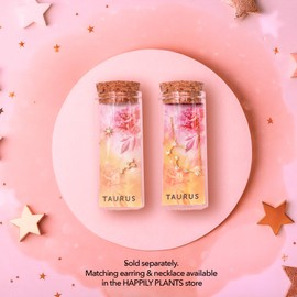 Taurus 18k Gold Constellation Zodiac Star Necklace Gift Set, Birthday Astrology Taurus Gifts for Women, Teens, Birth Flower Gift for Taurus