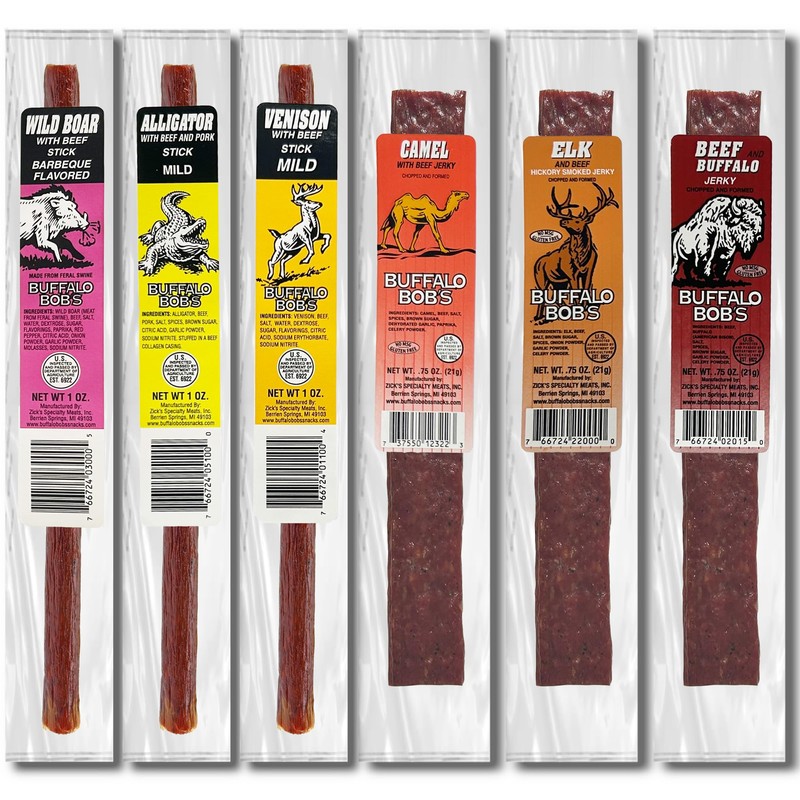 Buffalo Bob's Wild Game Meat Snacks (6 Pack) | Exotic