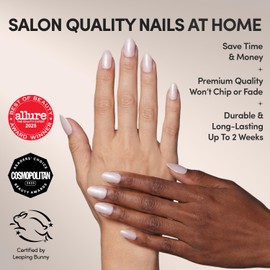 Glamnetic Press On Nails - Pure Intentions | Glossy, Semi-Transparent, Short Round Nails, Salon Quality | 12 Sizes - 30 Nail Kit with Glue