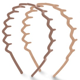 GeorgeX 2 Piezas Diadema Ondulada, Diademas Zigzag para Mujeres y Hombres Diadema de Plástico para Correr, Baño y Maquillaje (Marrón+Caqui, Talla única)