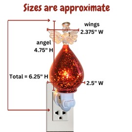 Angel Night Light - Praying Angel with Red Mercury Type Glass Dress - Gold Accent on Halo & Wings - 6.25" H