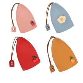 Leadigol Creative Pull-Out Cute Large-Capacity Car Key Case Cartoon Fruits Strawberry Pull Type Key Bag Pu Leather Protective Car Key Case Key Keychain Holder Hook Key Sleeve(Yellow)