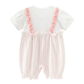 gurcooc Baby Girls' Romper Short Sleeve Bodysuit Ruffle Jumpsuit Summer Body Onesie Outfit Set, 3-24 Months, pink