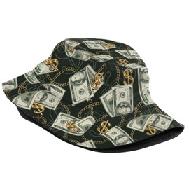 Us Bill Dollars Bucket Hats Fashion Sun Cap Packable Outdoor Fisherman Hat for Women and Men