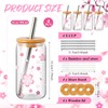 Zhehao 4 Pcs Sakura Boba Cups 16oz Iced Coffee Cups