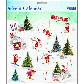 Skiing Santa - Advent Calendar 235 x 235 mm with envelope