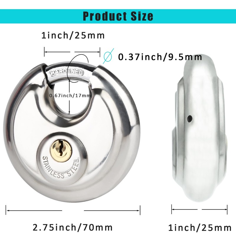 Fuaxat 10Pack Disc Locks Keyed Alike, 2-3/4"(70mm) Storage Locks for