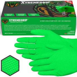 Xtremeauto Nitrile Gloves - Disposable Gloves, Diamond Grip Green - Powder-free & Latex Free Nitrile, Extra Thick & Strong Rubber (1 Box, M)
