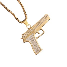 THASRIRADAM New 2025 Hip Hop Ice Out Uzi Submachine Weapon Pendant Necklace For Men Hiss Fashion Rock Punk Jewelry Gift With For You Jewelry Fashion Accessories Creative Gift
