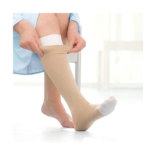 UlcerCare Knee-High Compression Stockings with Liner, Medium, Beige