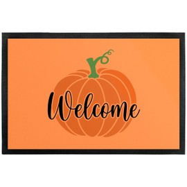 True Statements Welcome Doormat, Pumpkin, for Indoor and Outdoor Use, Non-Slip, Extra Thin & Absorbent, Door Mat, Entrance Area Decoration, Gift for Friends and Family for Any Occasion, 60 x 40 cm