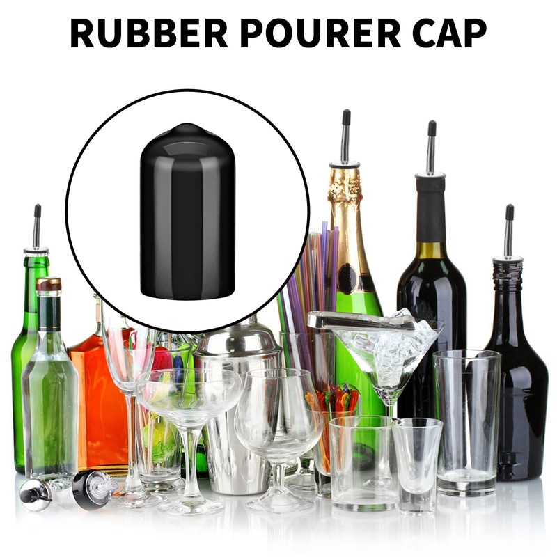 200 PCS Pourers Dust Covers Black Pourer Cap Rubber Caps