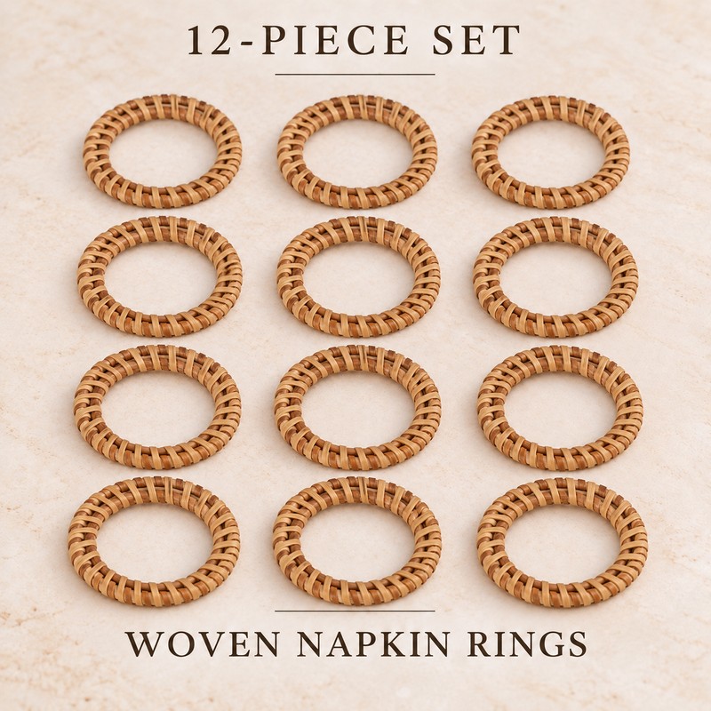 12 Piece Woven Napkin Ring Set Bohemian Napkin Holders for