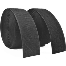 YING SI CHUANG WEI 1 Inch x 30 Feet Black Sew on Hook and Loop Tape Set Non-Adhesive Style Sewing Fasteners, 25MM x 10Yards, 20230611-2