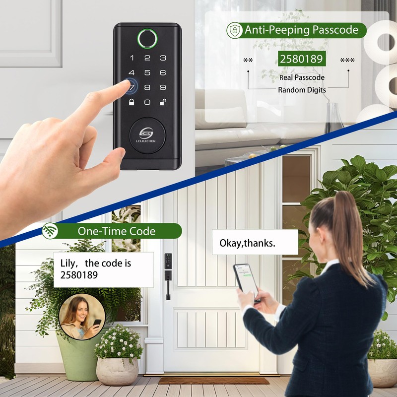 CHEN LCLILICHEN Smart Door Lock, Keyless Entry Deadbolt with Fingerprint,