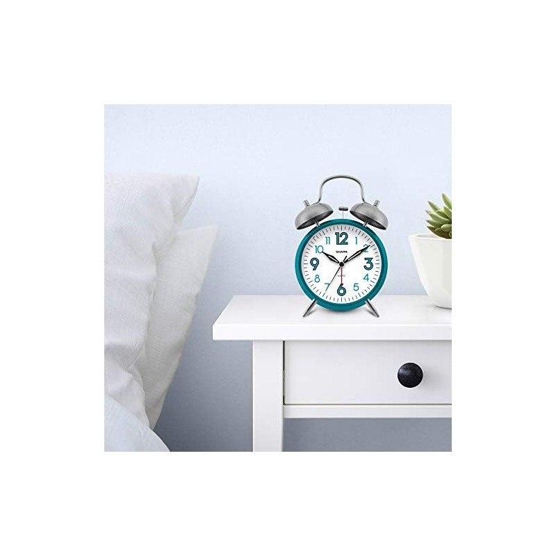 SHARP SPC851 Twin Bell Alarm Clock, Teal