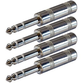 GLS Audio 1/4" Plugs for Patch Cables, Balanced Cables, Snakes - TRS Male Stereo 1/4 Inch Phono 6.3mm Phone Plug Bulk - 4 Pack