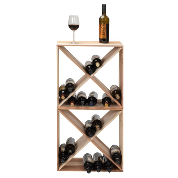 Sardoxx Set of 2 24 Bottle Wine Rack Solid Wood