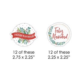 Big Dot of Happiness Feliz Navidad - Shaped Holiday and Spanish Christmas Party Cut-Outs - 24 Count