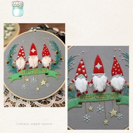 DIY Hand Embroidery Kit, Christmas 3D Novice Embroidery Kit for Beginners, DIY Material Package (Santa Claus 02)