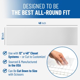 Closet Shelf Liner, Wire Shelf Liners for Closets and Pantry (Set of 4) 12 x 48 inch - Plastic Closet Liners