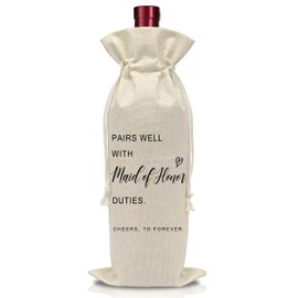 AWSICE Wedding Wine Bottle Bag - Maid of Honor Proposal Gifts - Pairs Well with Wedding Gift Bags - Engagement Present for Bridesmaid - Bridal Planning Shower Decorations-A08