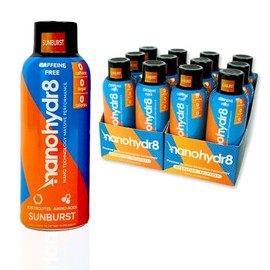 Nanohydr8 Workout Energy Drink with Nanotechnology for Fast Hydration and Electrolyte Recovery (Sunburst Triple Zero, 12 Pack)