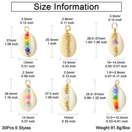 DanLingJewelry 30Pcs 6 Styles Natural Shell Copper Wire Wrapped Pendants Summer Beach Sea Shell Charms for Jewelry DIY Craft Making