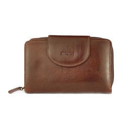 GIUDI ® Women's Vintage Cowhide Leather Purse Medium Large with Multiple Compartments (Brown), brown, Vintage