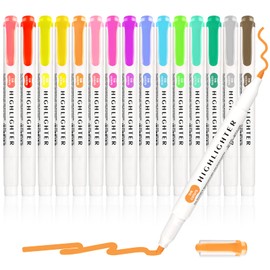 Funnasting Highlighters Pens, 15 Colors Mild Highlighters, Dual Tip Colourful Highlighter, Pastel Marker Set, Stationary Supplies Perfect for Highlighting, Underlining and Colouring