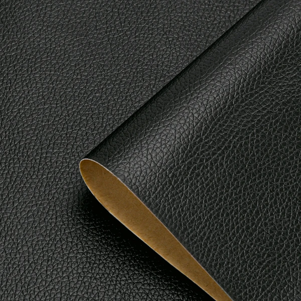 Black textured self-adhesive faux leather repair sheet