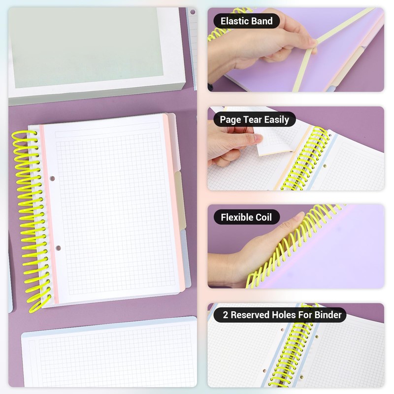 Yarotm Squared Notebook A5 - Spiral Notebook 120 Sheets -