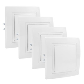 GOIYZTTR Flush-Mounted On/Off Switch White Button All-in-One Visage Switch A 250 V 10 A Flush-Mounted Clamp Connection Standard Universal Pack of 4