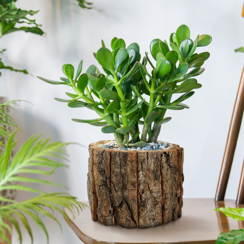 BESPORTBLE Flower Pot Natural Bark Rustic Planter Barrel Container for