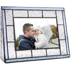 J Devlin Pic 159-46H Blue Glass Picture Frame Tabletop 4x6 Horizontal Photo Clear Vintage and Pale Blue