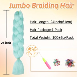 ShowJarlly Braids Extensions Ombre Jumbo Braids Synthetic Hair for Braiding 24 Inch Hair Braiding Extensions 1 Piece for Hair for Braiding Box Braid for Braiding Braids (Light Green#)
