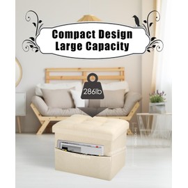 Docvania Ottoman - Storage Ottoman Foot Rest Stool, Ottoman with Storage, Foldable Ottoman for Student Dormitory, Living Room, Bedroom and Entryway Item Storage17 X 13 X 13