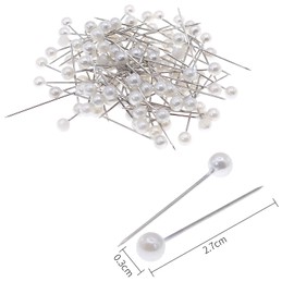 DBOO 100 Pieces Pearl Pins 2.5cm - Wedding Florist Bouquet Buttonhole Craft DIY Dressmaking,Craft,Sewing,Decorations,Floral Corsage Bouquet Pins with Plastic Box