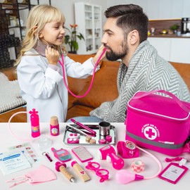 Doctor Kit for Kids Girls, 34 Pcs Kids Doctor Kit for Toddlers 3-5 with Medical Storage Bag & Real Stethoscope, Pretend Play Doctor Set for Fun Role Playing Game, Doctor Play for Kids Boys Girls