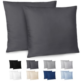 Dreamzie Cushion Cover 80 x 80 cm, Set of 2 - Pillowcases 80 x 80 cm, Dark Grey with Soft Microfibre Zip, 80 x 80 cm Pillow Cover