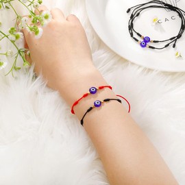 Jsleid Evil Eye Red Bracelet Adjustable, 8 Pieces Evil Eye Bracelet, Evil Eye Red Rope Bracelet, Evil Eye Red Bracelet, Adjustable Red Rope Bracelet, Lucky Evil Eye Bracelet, No
