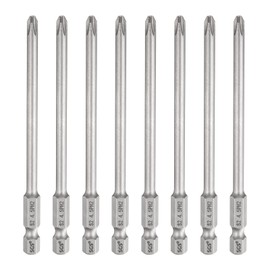 HARFINGTON 8pcs #2 Phillips Screwdriver Bit PH2 1/4" Hex Shank 4" (100mm) Long 0.18" Rod Magnetic Cross Head Drill Bits S2 Steel Industrial Screw Driver for Electric Power Tools, Gray