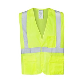 Ironwear 1284FR-L-5-2XLG ANSI Class 2 Flame Retardant Polyester Mesh Safety Vest with 2" Silver Reflective Tape, 2X-Large, Lime