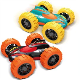 VONZAWAY 2 Pack Car Toys for 3 4 5 Years Old Boys, Sturdy Friction Powered Monster Truck Toys, Double-Side Stunt Vehicles, Push and Go Cars, Sand Toy, Birthday Gift for Boys Girls Kids Toddler