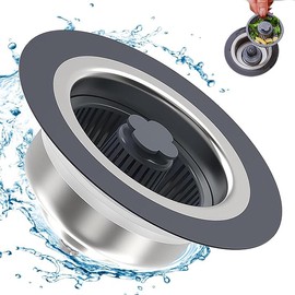 Upgraded 3 in 1 Kitchen Sink Drain Strainer 304 Stainless Steel Pop up Kitchen Sink Stopper Kit Basket Strainer with for Standard 3-1/2 inch Drain Filter
