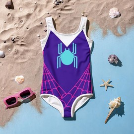 Uivic Girls Spider Swimsuit Cartoon Hero One Piece Bathing Suit Kids Beach Sport Summer Swimwear for 2-10Years (US, Age, 3 Years, 4 Years, Purple)